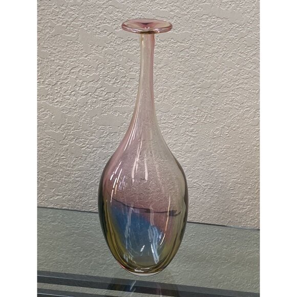 Kosta Boda Kjell Engman 11 1/2" Fidji Rainbow Art Glass Bottle Vase 48838 - Picture 7 of 16